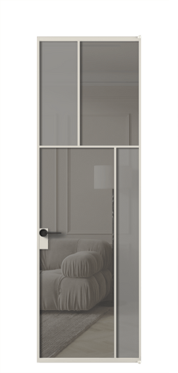 Межкомнатная дверь АЛПЛ041.23 АОС Серый сатин матовое + Серый прозрачное. Цвет Алюминий облачно-серый. Материал Алюминий в эмали. Коллекция Mosaic. Фото. Дверь межкомнатная АЛПЛ041.23 АОС Серый сатин матовое + Серый прозрачное. Цвет Алюминий облачно-серый. Материал Алюминий в эмали. Коллекция Mosaic. Картинка.