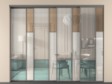 Перегородка Мозаик внутри проёма 4 створки с синхронным механизмом