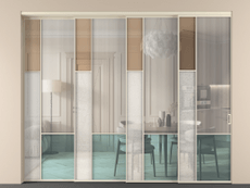 Перегородка Mosaic внутри проёма 4 створки с синхронным механизмом