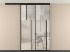 Перегородка Мозаик вдоль стены на потолок 2 створки с синхронным механизмом