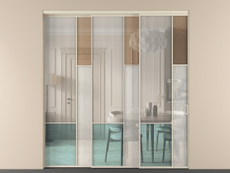 Перегородка Mosaic внутри проёма 3 створки с синхронным механизмом