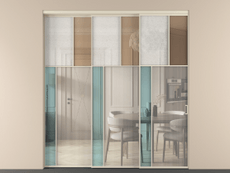 Перегородка Mosaic внутри проёма 3 створки с синхронным механизмом