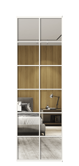 Дверь межкомнатная АЛПЛ040.05 Зеркало триплекс БЕЛ. Цвет Алюминий Белый. Материал Алюминий. Коллекция Formato. Картинка.