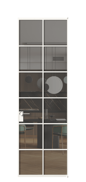 Дверь межкомнатная АЛПЛ040.05 Серый триплекс БЕЛ. Цвет Алюминий Белый. Материал Алюминий. Коллекция Formato. Картинка.