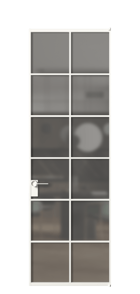 Дверь межкомнатная АЛПЛ040.05 Серый сатин триплекс БЕЛ. Цвет Алюминий Белый. Материал Алюминий. Коллекция Formato. Картинка.