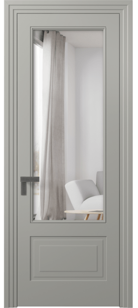 Дверь межкомнатная 8342 МНСР Двустороннее зеркало. Цвет Матовый нейтральный серый. Материал Гладкая эмаль. Коллекция Rocca. Картинка.